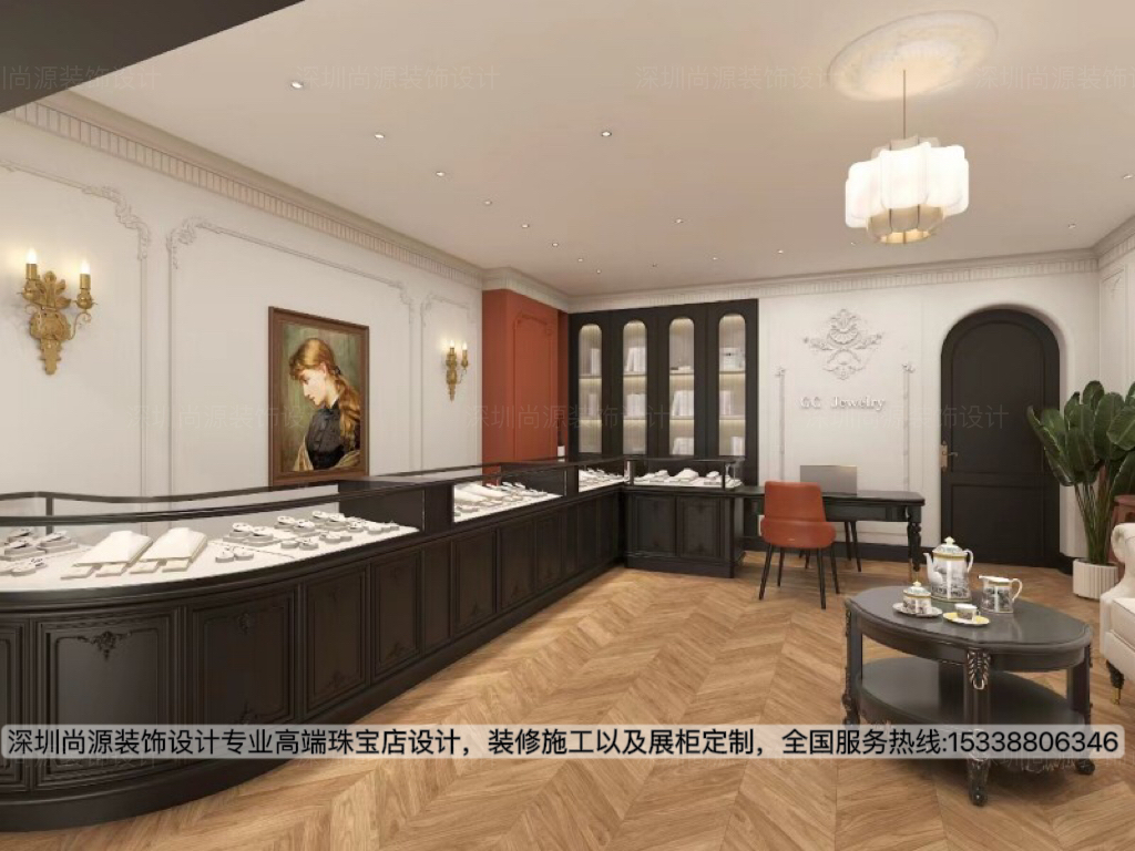 走进广州40㎡欧式复古珠宝店设计说明|尚源-公司动态-深圳市尚源装饰设计工程有限公司-珠宝展柜设计|珠宝展柜生产厂家